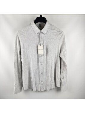 Report Collection Men Large Gray Lux Knit 4-Way Stretch L/S Button Up NWT